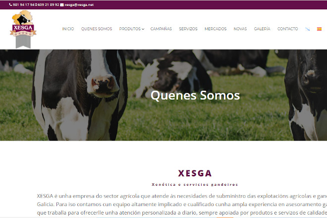 A empresa galega de produtos e servizos agrogandeiros Xesga estrea páxina web