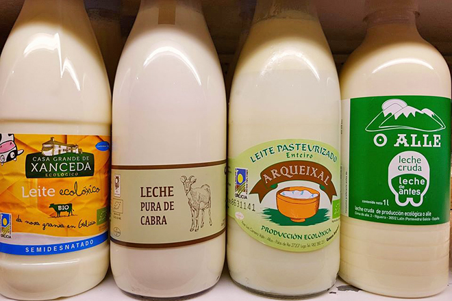 Algunas leches frescas comercializadas por ganaderías gallegas