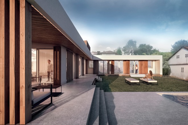 Renderización del proyecto de una vivienda pasiva de EDM Casas | Arquitectura: Marta Trigás