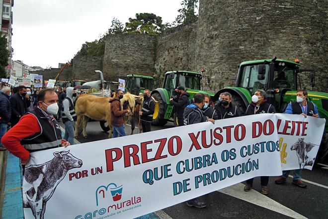 Manifestación de Agromuralla polas rúas de Luno en novembro do 2021 polos baixos prezos do leite