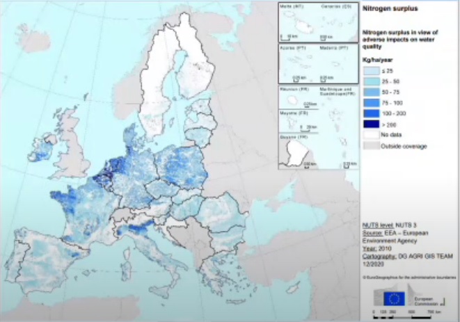 Mapa de riesgo sobre el uso de nitrógeno en la UE