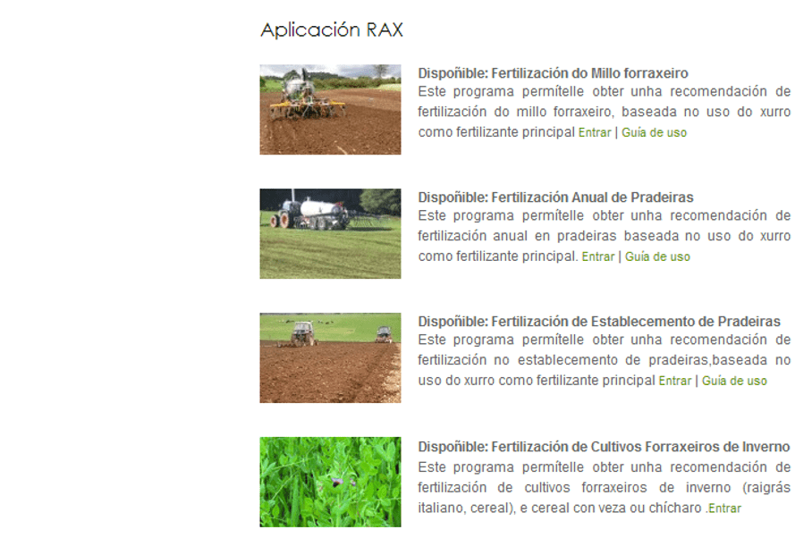 Aplicación RAX para La fertilización de praderas. Fuente: CIAM