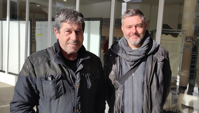 Rickaël Billant e Pierre-Yves Guilmoto, produtores de pataca para a semente que participaron no seminario sobre pataca na Limia.