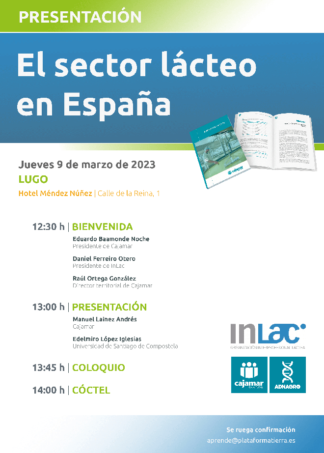 Invitación presentación del Libro de Lácteos 2023 Lugo