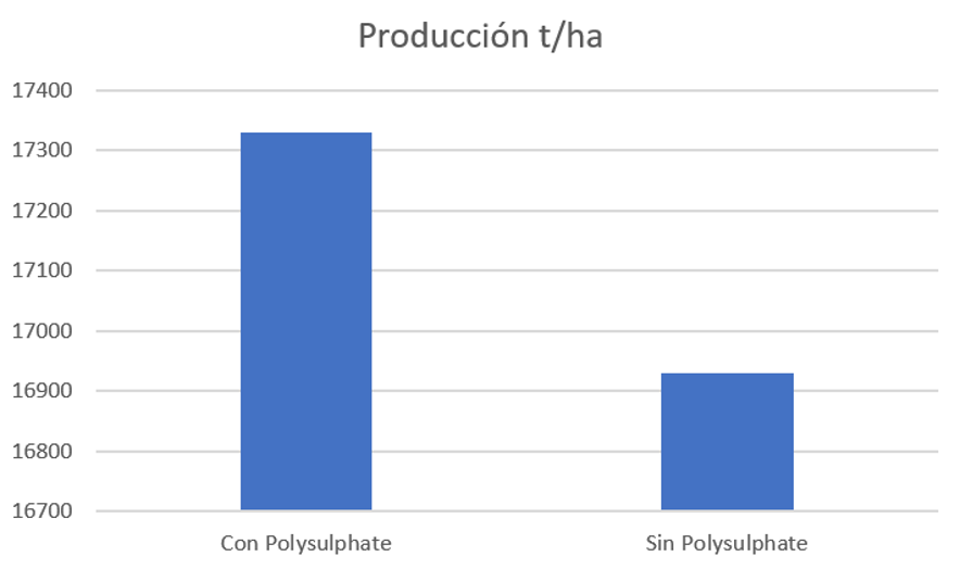 Gráfico de resultados da producción media en cada parcela./ Fonte: ICL