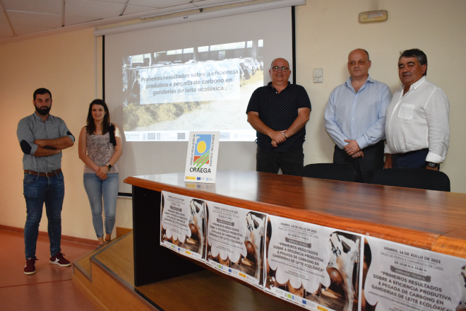 Xornada técnica titulada “Primeiros resultados sobre a eficiencia produtiva e pegada de carbono en ganderías de leite ecolóxico”, celebrada no Pazo de Feiras e Congresos de Lugo o pasado venres 14 de xullo e que o CRAEGA organizou para Agronovo.