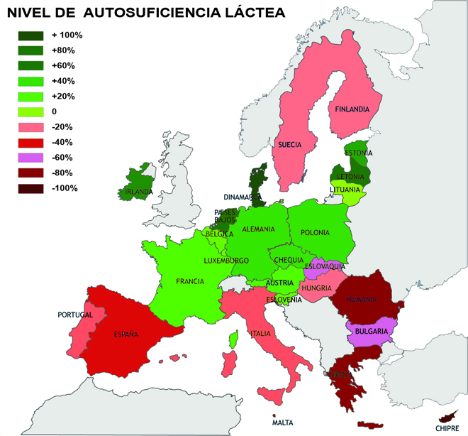 mapa-UE-suficiencia láctea UE por países