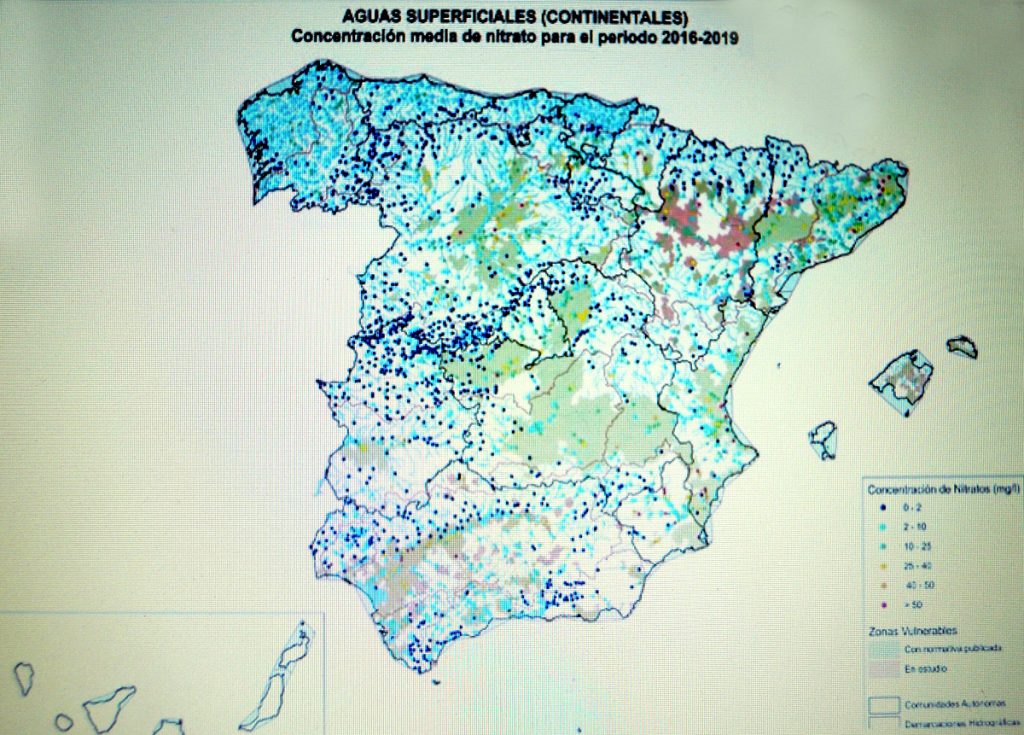 mapa zonas vulnerables contaminación por nitratos