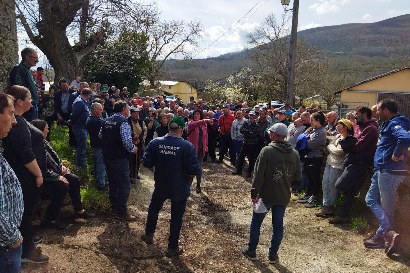 Protesta o pasado martes na explotación gandeira de Manzaneda afectada por un caso de baleirado sanitario